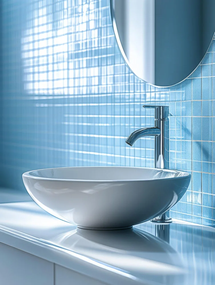 Lavabo da appoggio con rubinetteria nera moderna - sanitari e rubinetteria di design Castelvetrano | Lupo Edilizia